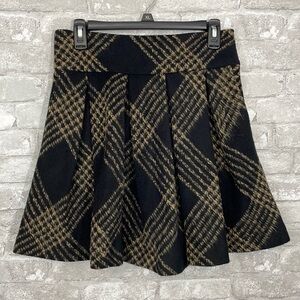 Karl Reiman Plaid Pleated Wool Blend Skirt